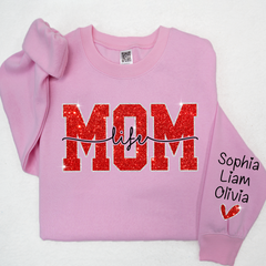 Lofaris Glitter Merry Christmas Mom Life And Kids Mother Day Gift For Sweatshirt LTP01