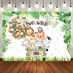 Lofaris Monstera Two Wild Animals 2nd Birthday Backdrop