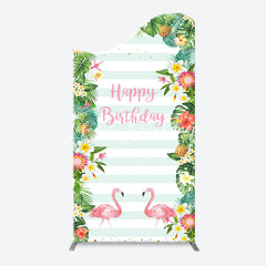 Lofaris Monsteras Fruits Floarl Stripe Arch Birthday Backdrop