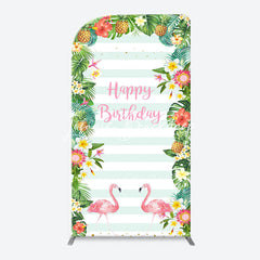 Lofaris Monsteras Fruits Floarl Stripe Arch Birthday Backdrop