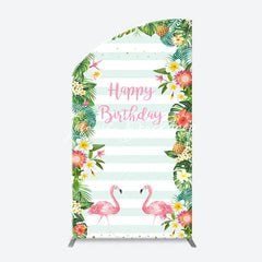 Lofaris Monsteras Fruits Floarl Stripe Arch Birthday Backdrop