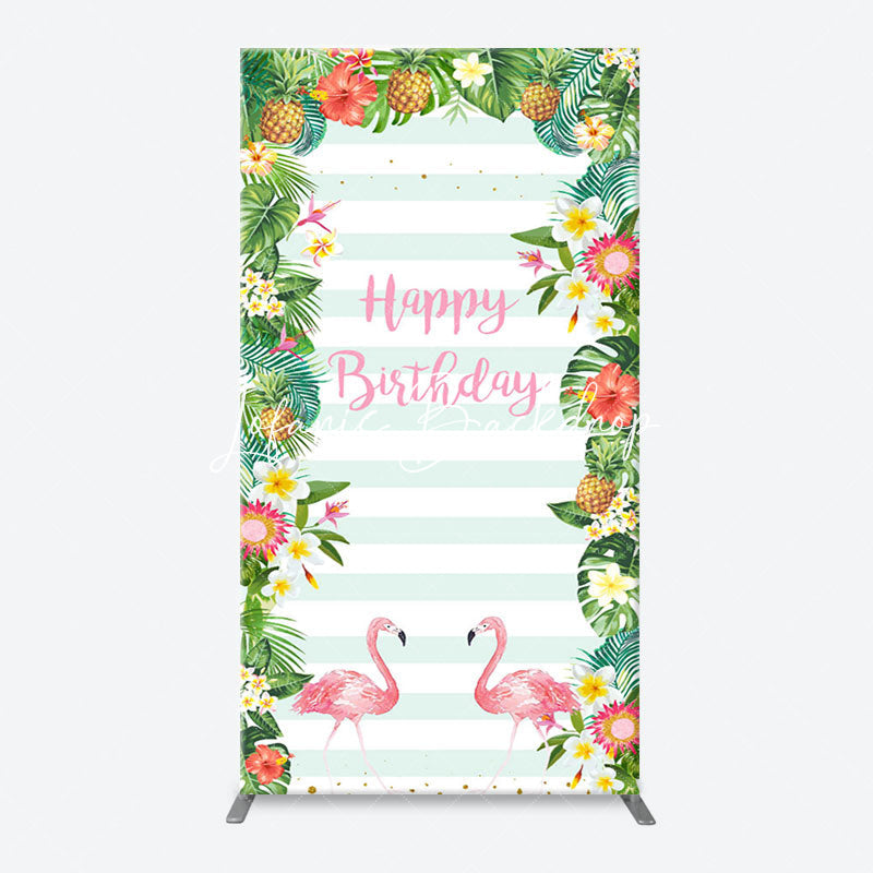 Lofaris Monsteras Fruits Floarl Stripe Arch Birthday Backdrop