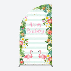 Lofaris Monsteras Fruits Floarl Stripe Arch Birthday Backdrop