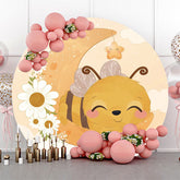 Lofaris Moon Little Bee Honeycomb Round Baby Shower Backdrop