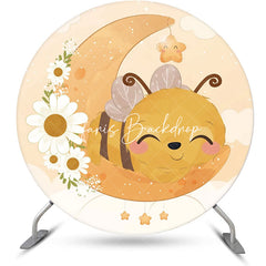 Lofaris Moon Little Bee Honeycomb Round Baby Shower Backdrop