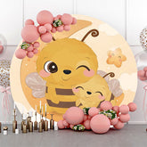 Lofaris Moon Night Stars Little Bee Honeycomb Round Backdrop