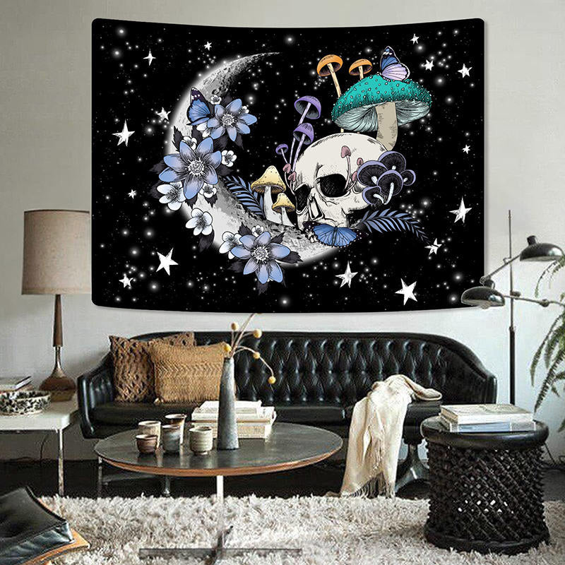 Lofaris Moon Stars Mushroom Skull Flower Butterfly Tapestry