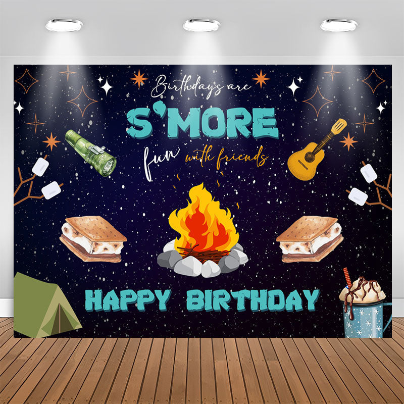Lofaris More Fun With Friend Bonfire Night Birthday Backdrop