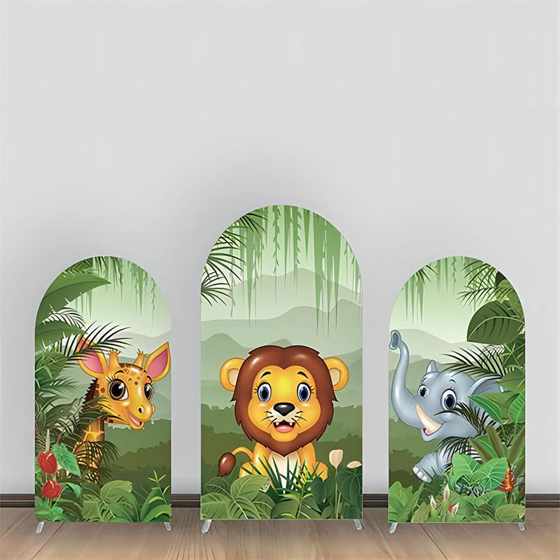 Lofaris Mountain Safari Animals Birthday Arch Backdrop Kit