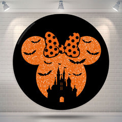 Lofaris Mousehead With Bat Castle Halloween Round Backdrop