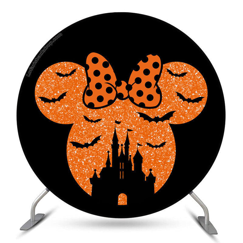Lofaris Mousehead With Bat Castle Halloween Round Backdrop