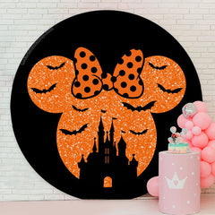 Lofaris Mousehead With Bat Castle Halloween Round Backdrop