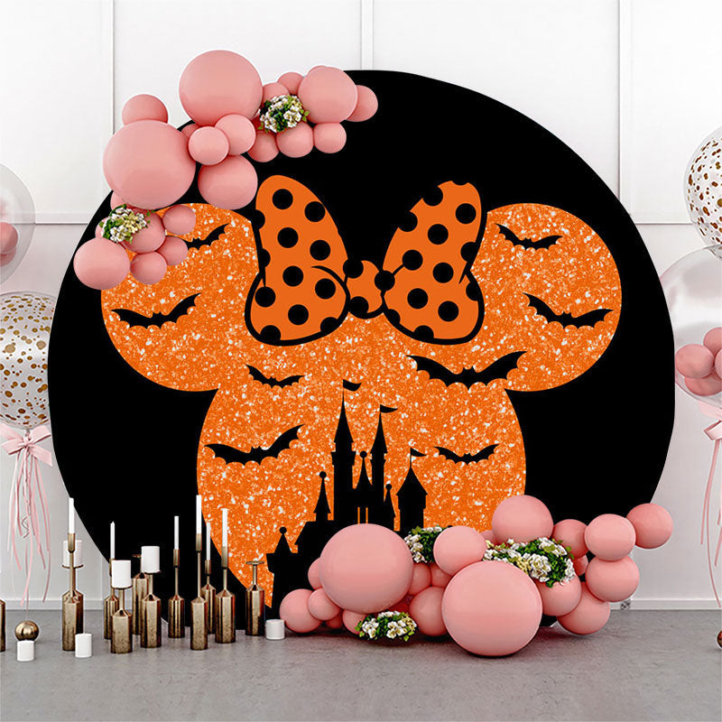 Lofaris Mousehead With Bat Castle Halloween Round Backdrop
