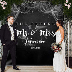 Lofaris Mr And Mrs Spider Web All Black Halloween Backdrop