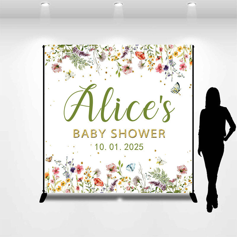Lofaris Multicolor Bloom Flowers Custom Baby Shower Backdrop