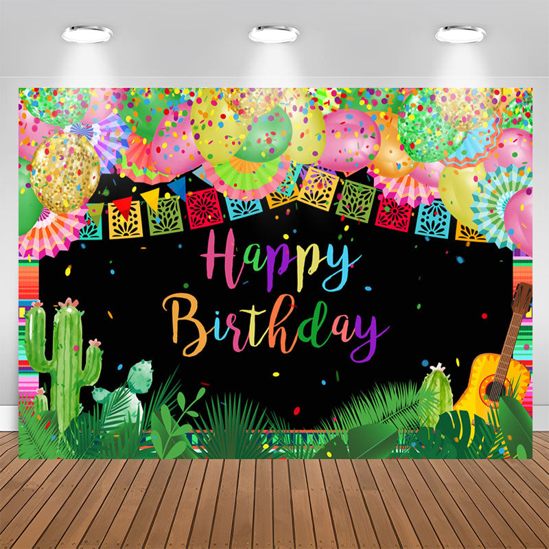 Lofaris Multicolor Mexican Happy Birthday Backdrop Decor