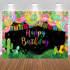 Lofaris Multicolor Mexican Happy Birthday Backdrop Decor