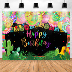 Lofaris Multicolor Mexican Happy Birthday Backdrop Decor