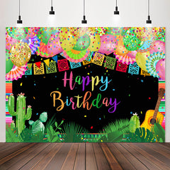 Lofaris Multicolor Mexican Happy Birthday Backdrop Decor