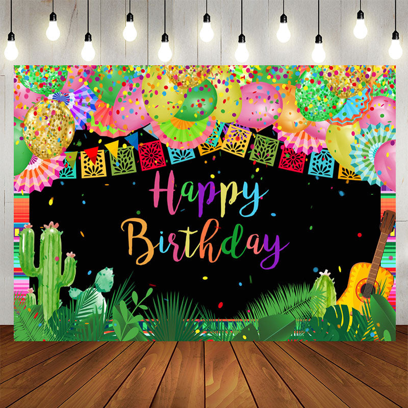 Lofaris Multicolor Mexican Happy Birthday Backdrop Decor