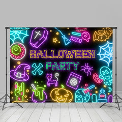 Lofaris Multicolor Neon Pattern Halloween Party Backdrop