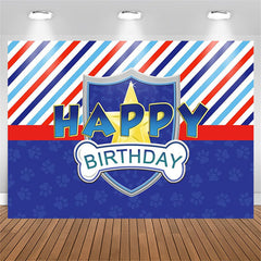 Lofaris Multicolor Stripes Blue Dog Paws Birthday Backdrop