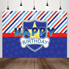 Lofaris Multicolor Stripes Blue Dog Paws Birthday Backdrop