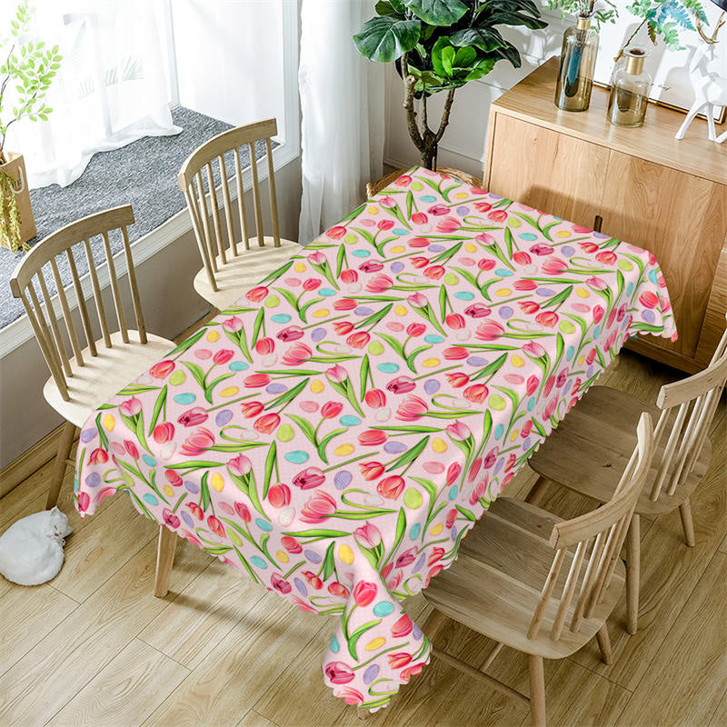 Lofaris Multicolor Tulip Flowers Dining Room Tablecloth