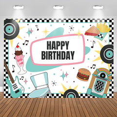 Lofaris Music Disc White Happy Birthday Backdrop For Party