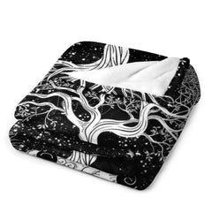 Lofaris Mysterious Black White Sun Viking Tree Custom Blanket