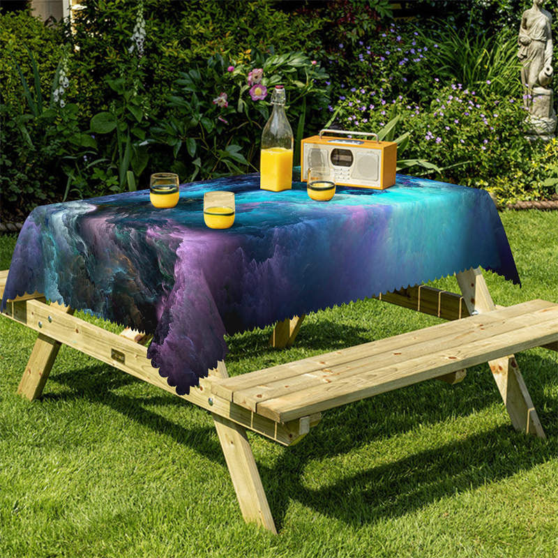 Lofaris Mysterious Dark Purple Sky Kitchen Rectangle Tablecloth