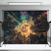 Lofaris Mysterious Look Up Moon Forest Photography Backdrop
