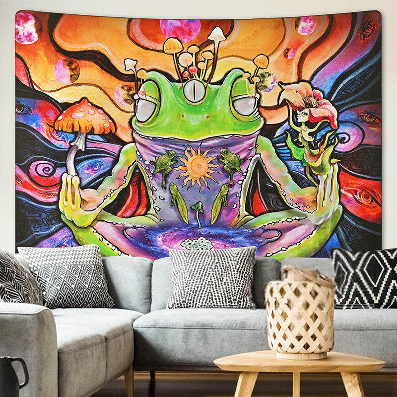 Lofaris Mystic Eyes Yoga Frog Mushroom Psychedelic Tapestry