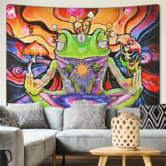 Lofaris Mystic Eyes Yoga Frog Mushroom Psychedelic Tapestry