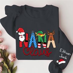 Lofaris Nana Claus And Kids Custom Name Gift Sweatshirt