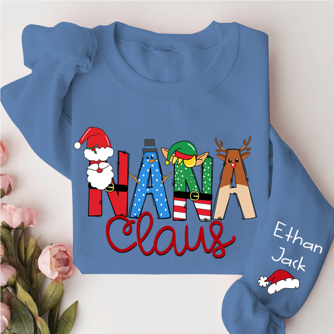 Lofaris Nana Claus And Kids Custom Name Gift Sweatshirt