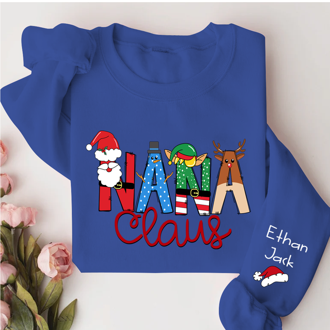 Lofaris Nana Claus And Kids Custom Name Gift Sweatshirt