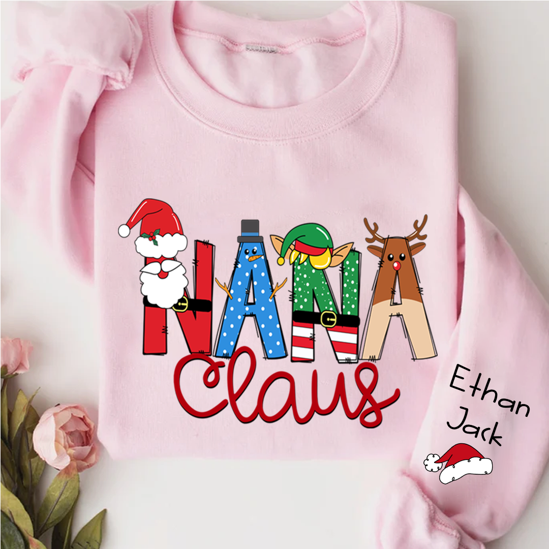 Lofaris Nana Claus And Kids Custom Name Gift Sweatshirt