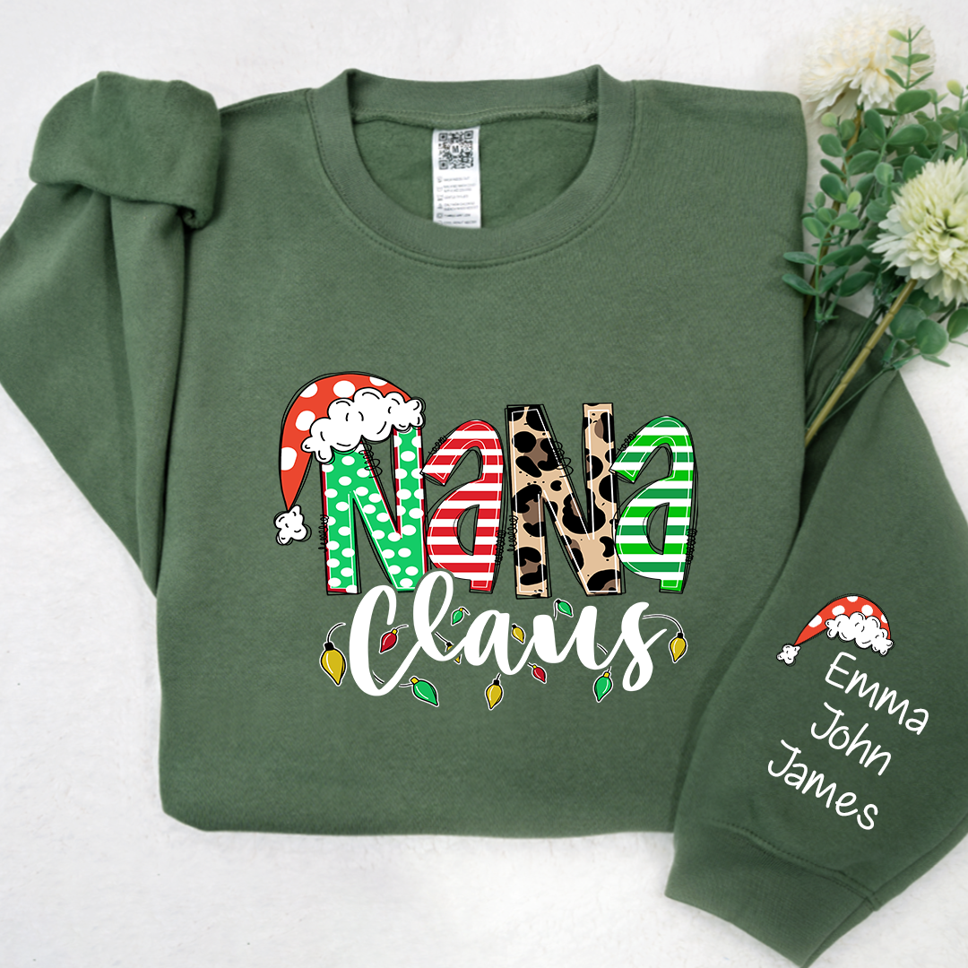 Lofaris Nana Claus Christmas And Grandkids Custom Sweatshirt