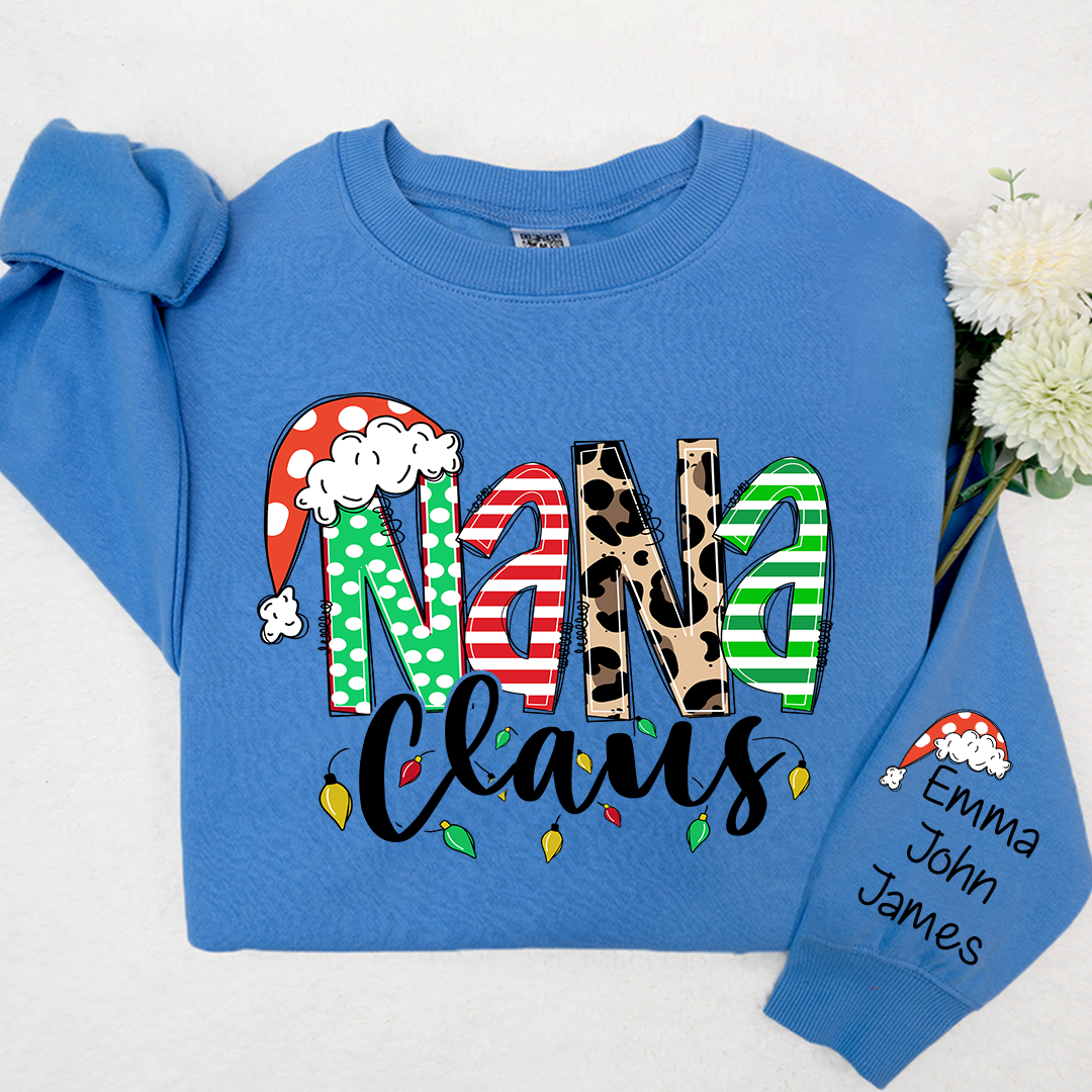 Lofaris Nana Claus Christmas And Grandkids Custom Sweatshirt