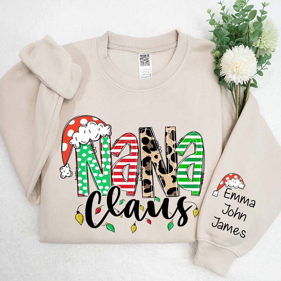 Lofaris Nana Claus Christmas And Grandkids Custom Sweatshirt