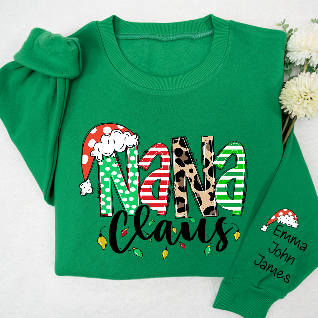 Lofaris Nana Claus Christmas And Grandkids Custom Sweatshirt