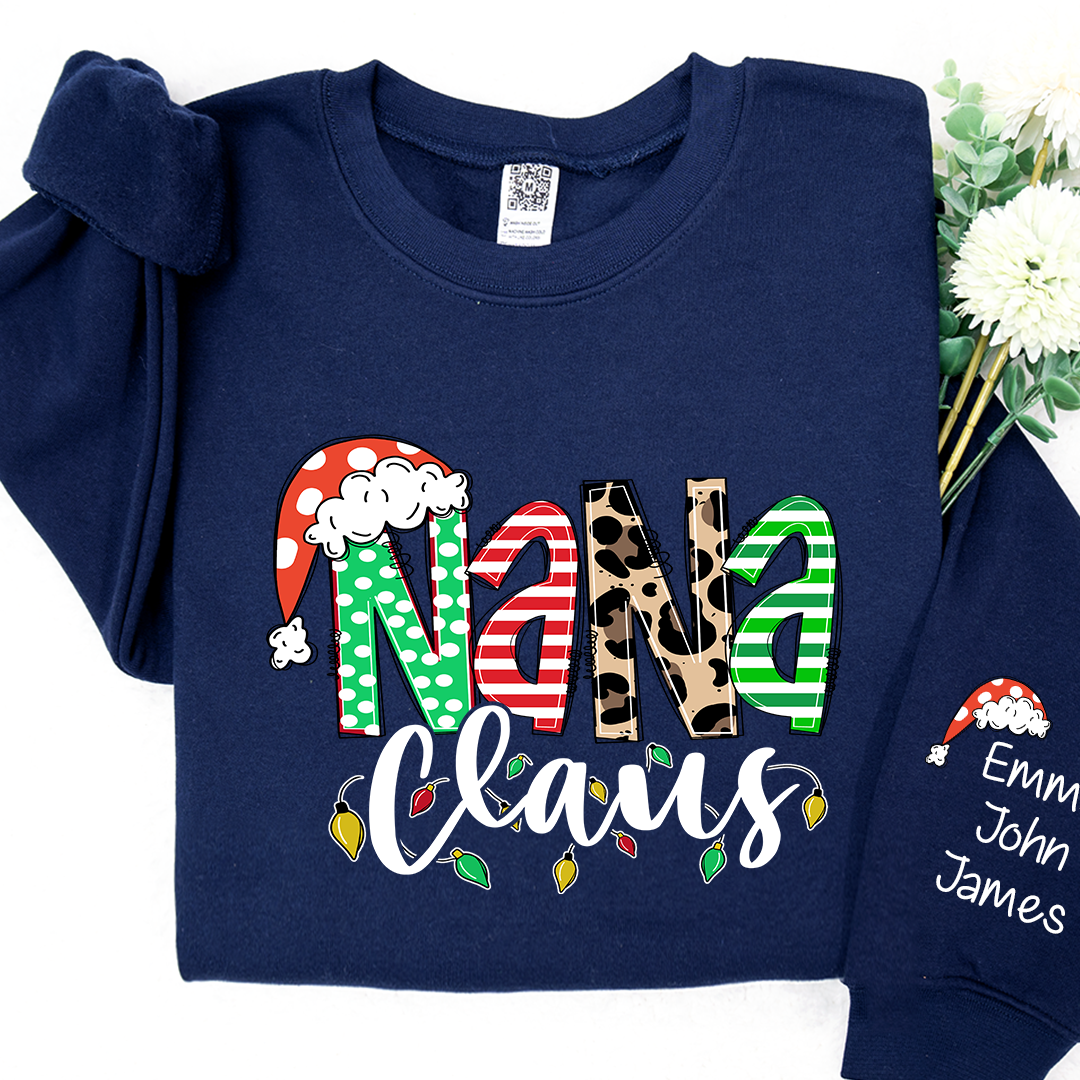 Lofaris Nana Claus Christmas And Grandkids Custom Sweatshirt