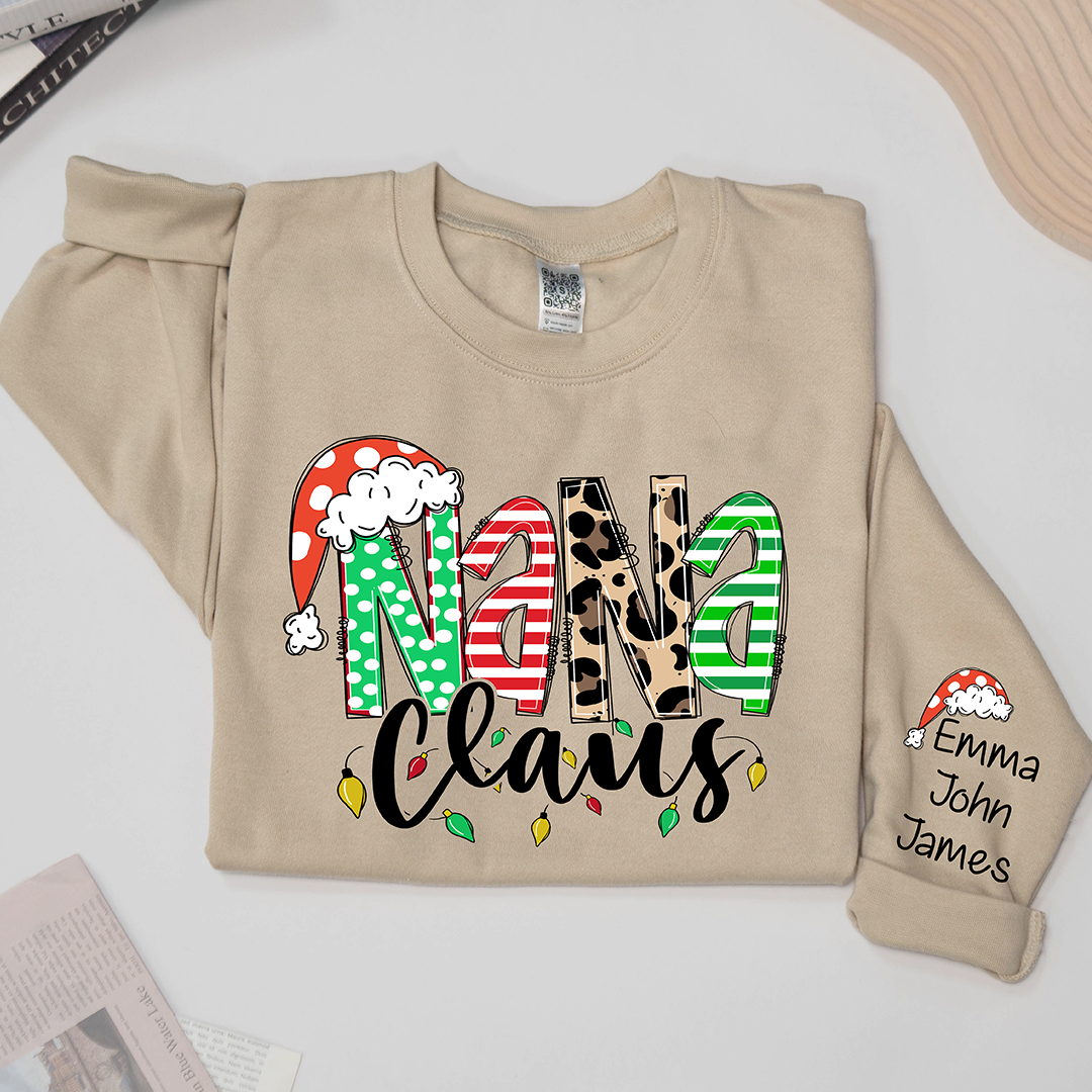 Lofaris Nana Claus Christmas And Grandkids Custom Sweatshirt