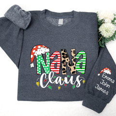 Lofaris Nana Claus Christmas And Grandkids Custom Sweatshirt