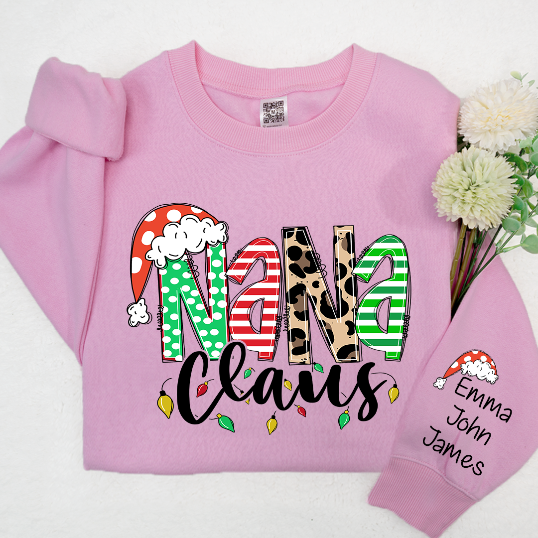 Lofaris Nana Claus Christmas And Grandkids Custom Sweatshirt