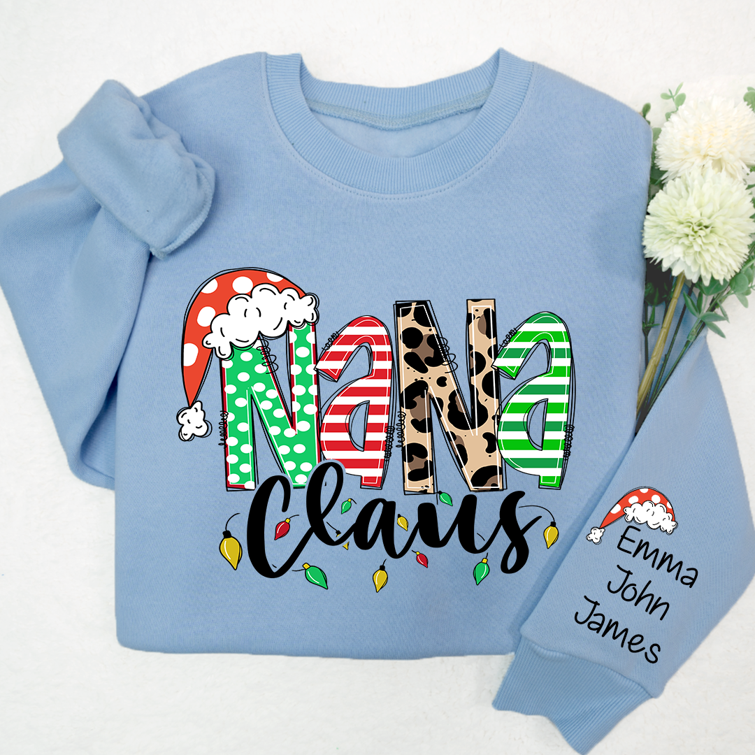 Lofaris Nana Claus Christmas And Grandkids Custom Sweatshirt