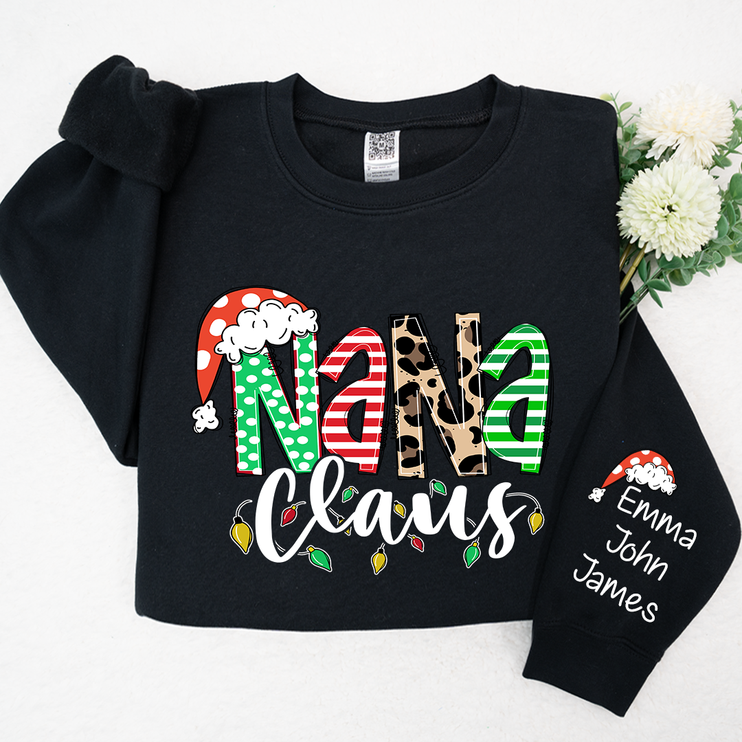 Lofaris Nana Claus Christmas And Grandkids Custom Sweatshirt