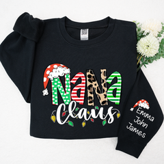 Lofaris Nana Claus Christmas And Grandkids Custom Sweatshirt