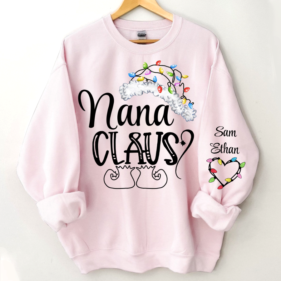 Lofaris Nana Claus Christmas Light Hat Custom Sweatshirt